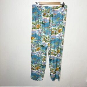Vintage Cabo‎ Sportswear Lightweight Pants Blue Beach Palm Women's Large / XL